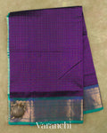 Deep Purple Lakshadeepam Pure Kanchipuram Silk Cotton Handloom Saree — Full Saree