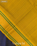 Navy Blue Lakshadeepam Pure Kanchipuram Silk Cotton Handloom Saree — Blouse