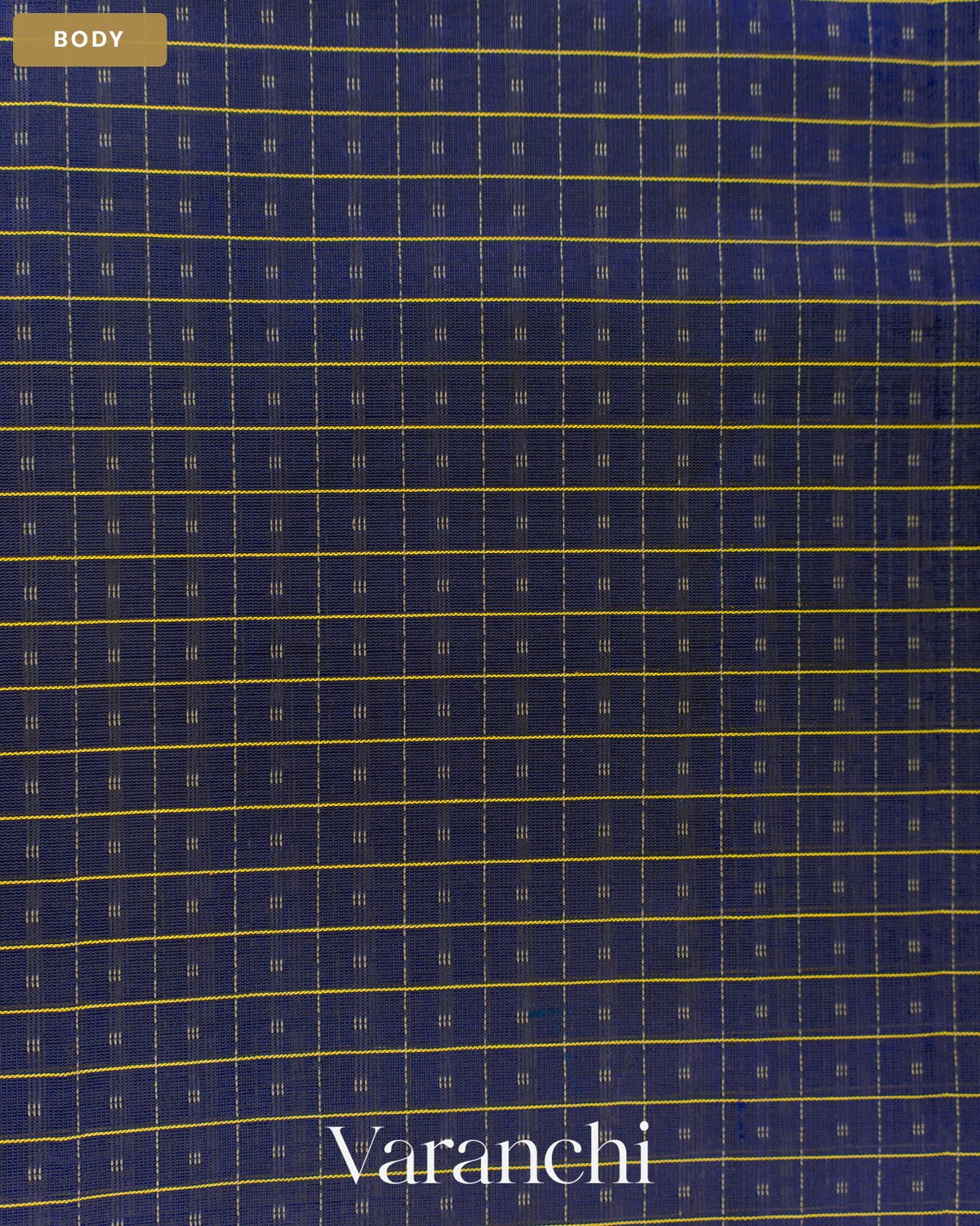 Navy Blue Lakshadeepam Pure Kanchipuram Silk Cotton Handloom Saree — Body