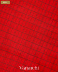 Bright Red Lakshadeepam Pure Kanchipuram Silk Cotton Handloom Saree — Body