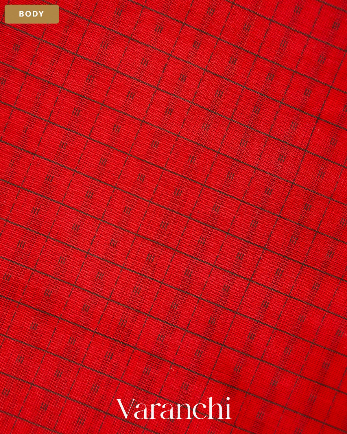 Bright Red Lakshadeepam Pure Kanchipuram Silk Cotton Handloom Saree — Body
