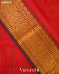 Bright Red Lakshadeepam Pure Kanchipuram Silk Cotton Handloom Saree — Border