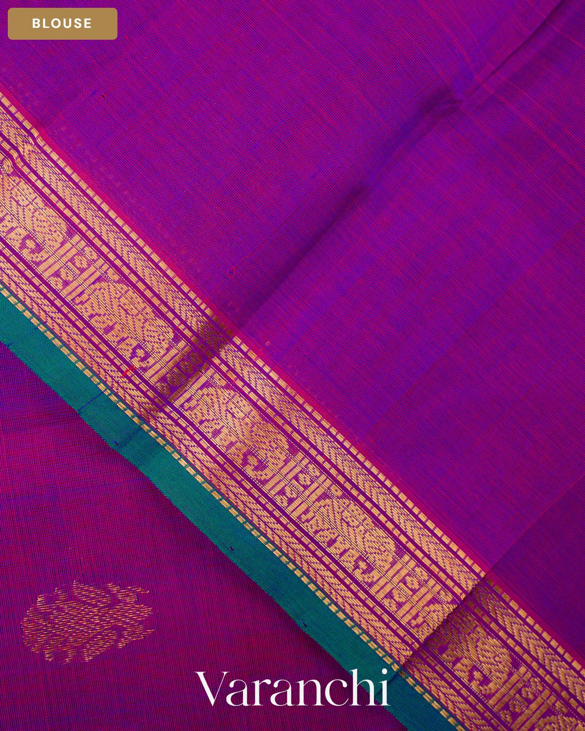 Violet Pure Kanchipuram Silk Cotton Handloom Saree — Blouse