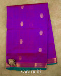 Violet Pure Kanchipuram Silk Cotton Handloom Saree — Full Saree