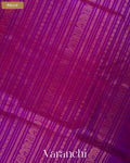 Violet Pure Kanchipuram Silk Cotton Handloom Saree — Pallu
