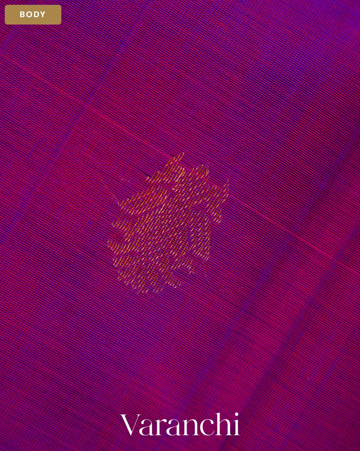 Violet Pure Kanchipuram Silk Cotton Handloom Saree — Body