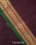 Dark Chocolate Pure Kanchipuram Silk Cotton Handloom Saree — Border