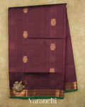 Dark Chocolate Pure Kanchipuram Silk Cotton Handloom Saree — Full Saree