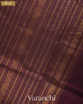 Dark Chocolate Pure Kanchipuram Silk Cotton Handloom Saree — Pallu