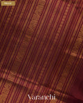 Maroon Pure Kanchipuram Silk Cotton Handloom Saree — Pallu