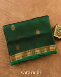 Bottle Green Pure Kanchipuram Silk Handloom Saree — Folded