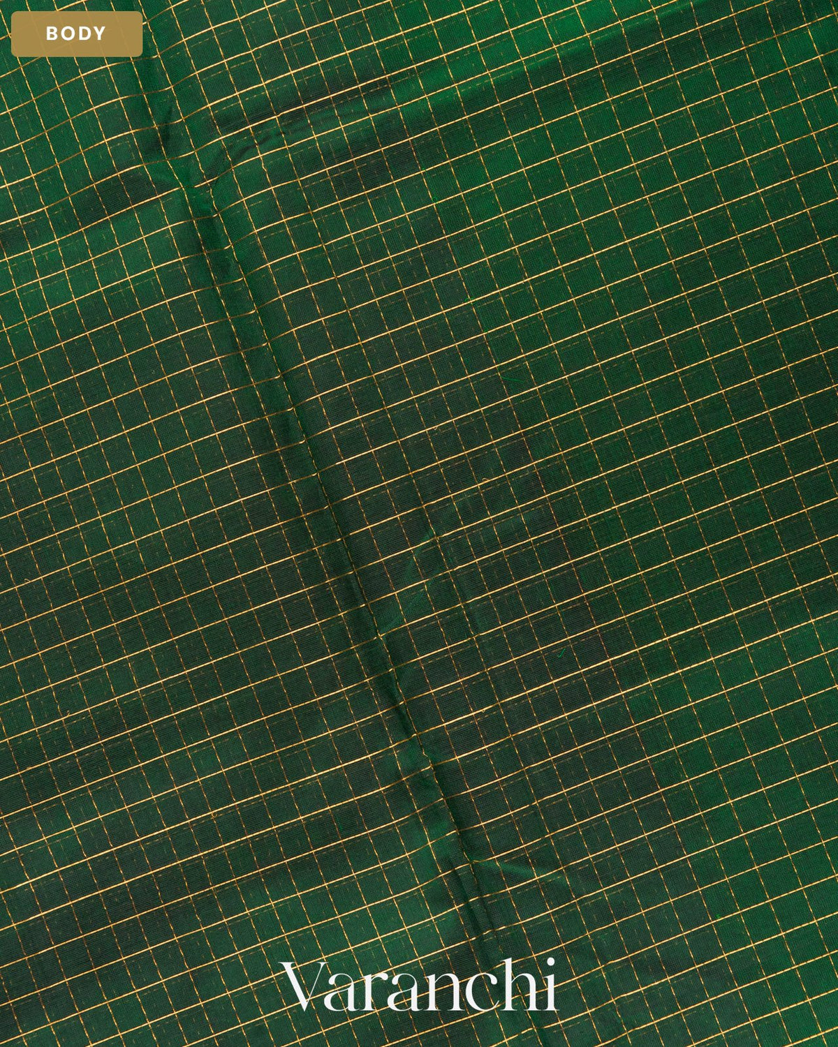 Bottle Green Pure Kanchipuram Silk Cotton Handloom Saree — Body