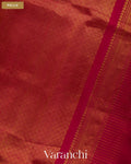 Ruby Red Checkered Pure Kanchipuram Silk Cotton Handloom Saree — Pallu