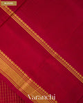 Ruby Red Checkered Pure Kanchipuram Silk Cotton Handloom Saree — Blouse
