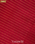 Ruby Red Checkered Pure Kanchipuram Silk Cotton Handloom Saree — Body