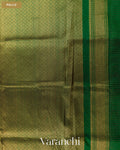 Bottle Green Checkered Pure Kanchipuram Silk Cotton Handloom Saree — Pallu