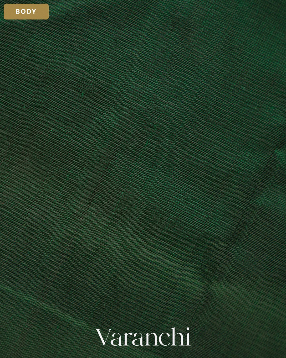 Deep Bottle Green Pure Kanchipuram Silk Cotton Handloom Saree — Body
