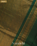 Deep Bottle Green Pure Kanchipuram Silk Cotton Handloom Saree — Pallu