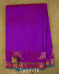 Royal Violet Pure Kanchipuram Silk Cotton Handloom Saree — Full Saree