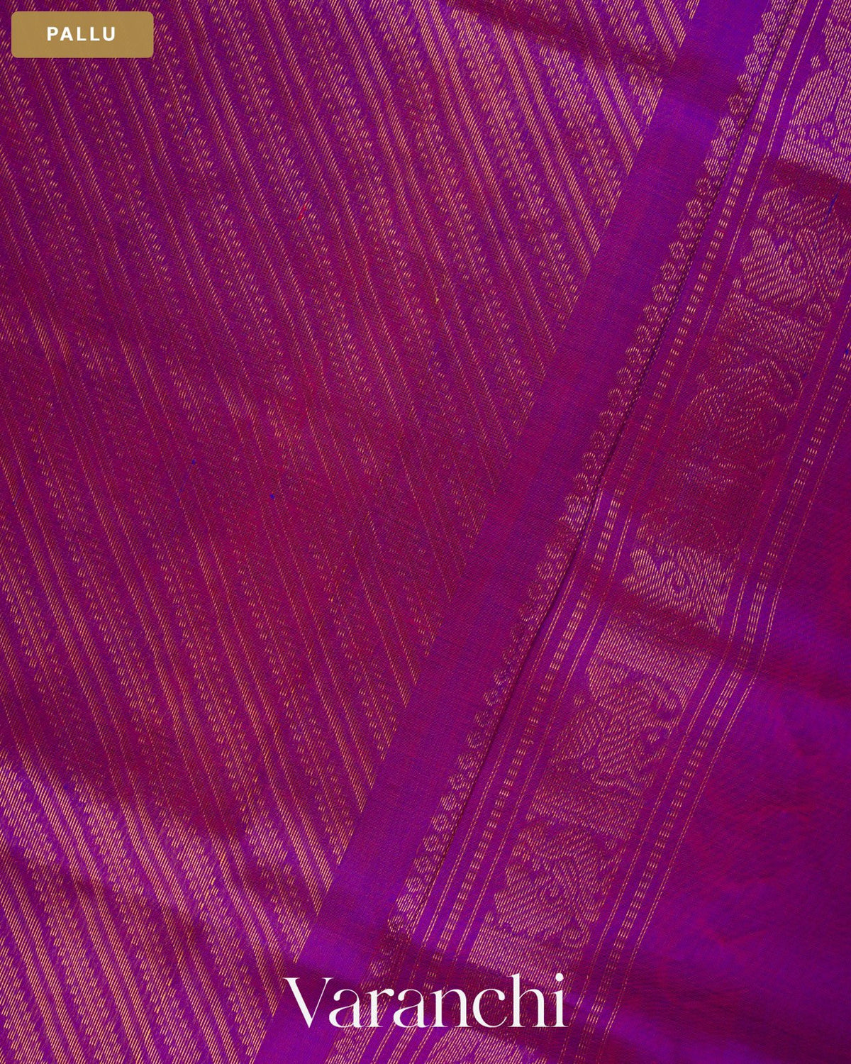 Royal Violet Pure Kanchipuram Silk Cotton Handloom Saree — Pallu