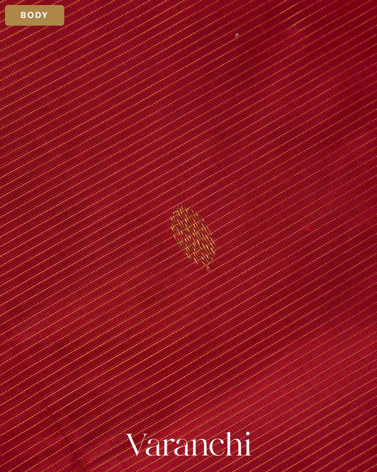Ruby Red Pure Kanchipuram Silk Cotton Handloom Saree — Body