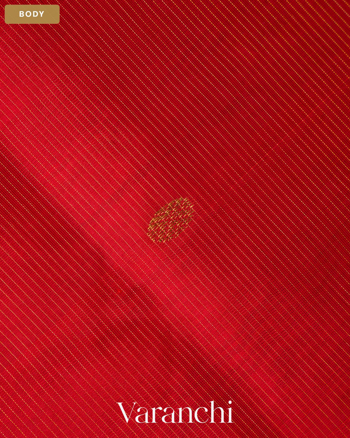 Bright Red Pure Kanchipuram Silk Cotton Handloom Saree — Body