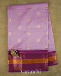 Lavender Pure Kanchipuram Silk Cotton Handloom Saree — Full Saree