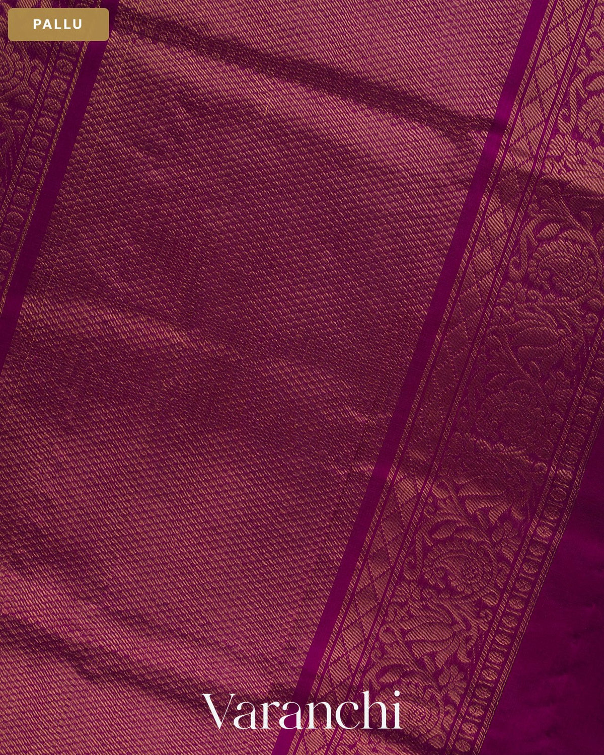 Lavender Pure Kanchipuram Silk Cotton Handloom Saree — Pallu