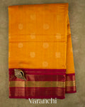 Mango Yellow Pure Kanchipuram Silk Cotton Handloom Saree — Full Saree