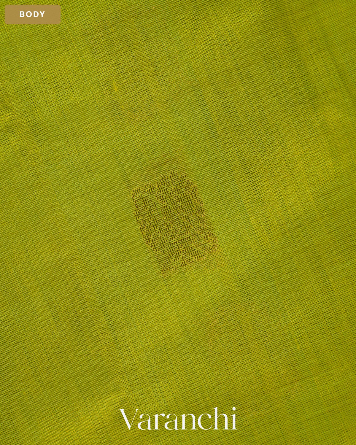 Parrot Green Pure Kanchipuram Silk Cotton Handloom Saree — Body