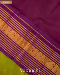 Parrot Green Pure Kanchipuram Silk Cotton Handloom Saree — Blouse
