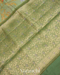 Pastel Green Floral Printed Pure Moonga Silk Saree