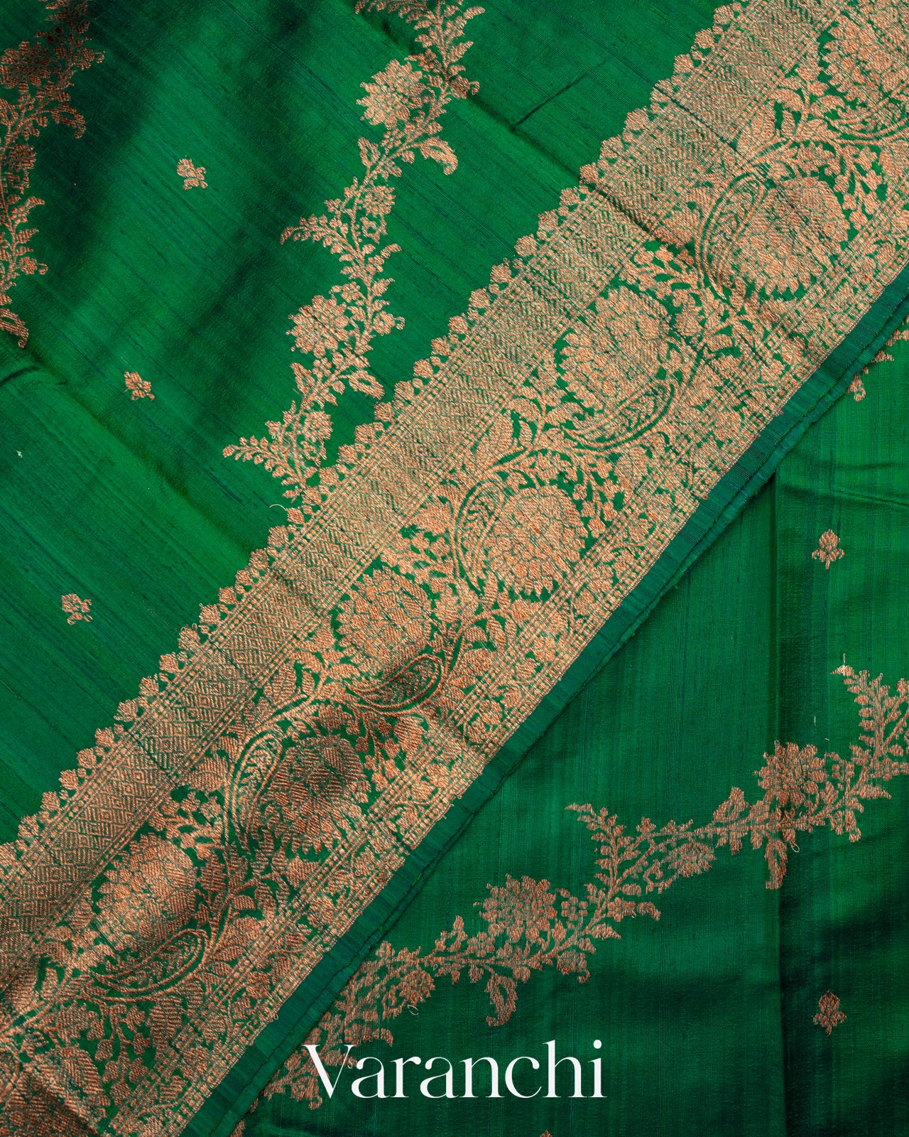 Bottle Green Pure Raw Silk Handloom Saree