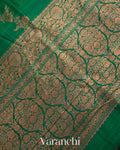 Bottle Green Pure Raw Silk Handloom Saree