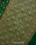 Emerald Green Pure Crepe Silk Handloom Saree