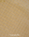 Ivory Checkered Pure Kanchipuram Silk Cotton Handloom Saree — Body