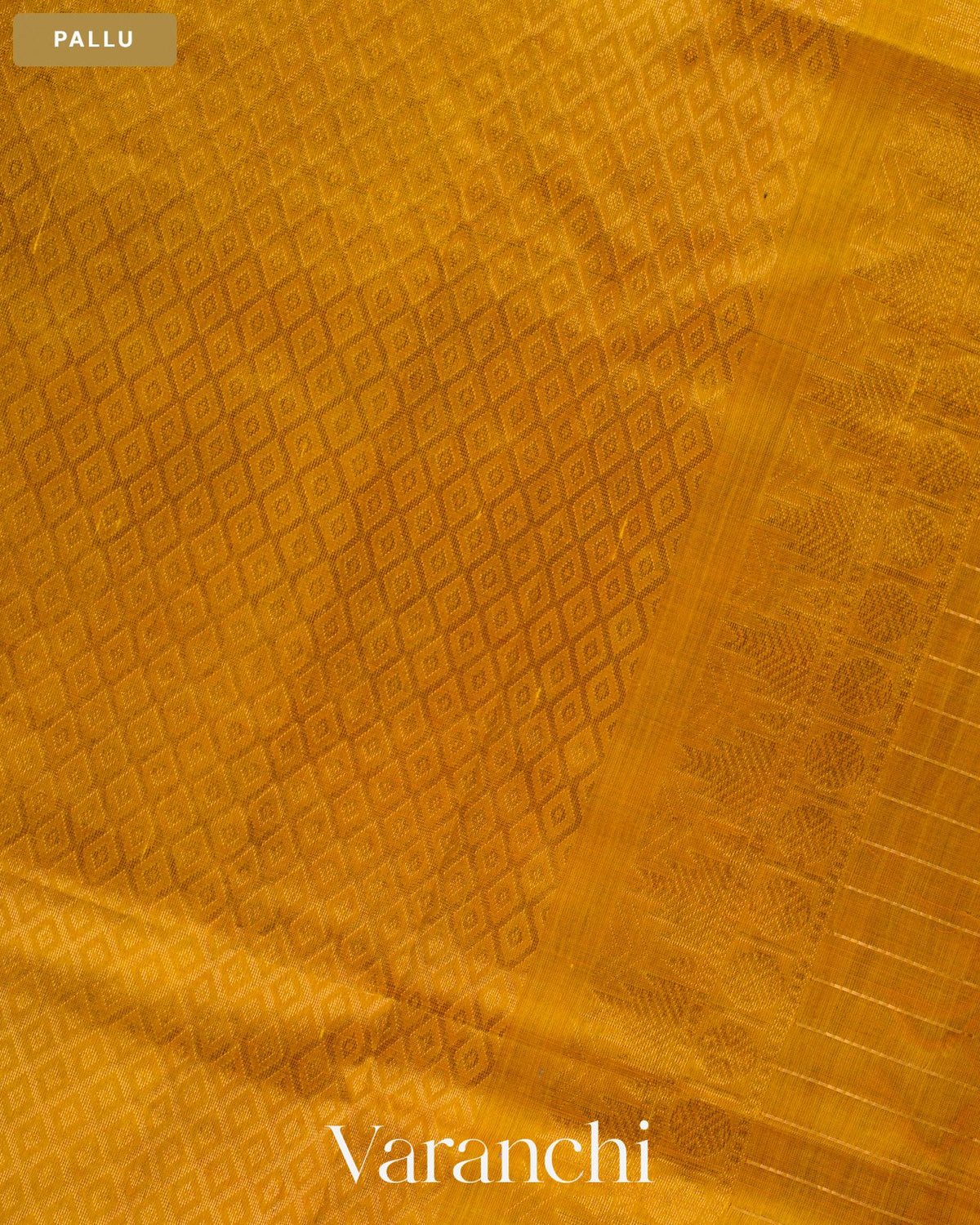 Bottle Green Checkered Pure Kanchipuram Silk Cotton Handloom Saree — Pallu