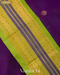 Deep Violet Pure Kanchipuram Silk Cotton Handloom Saree — Border