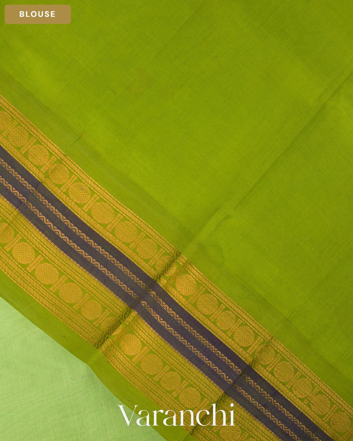 Aqua Green Pure Kanchipuram Silk Cotton Handloom Saree — Blouse