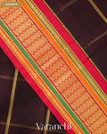 Deep Maroon Checkered Pure Kanchipuram Silk Cotton Handloom Saree — Border