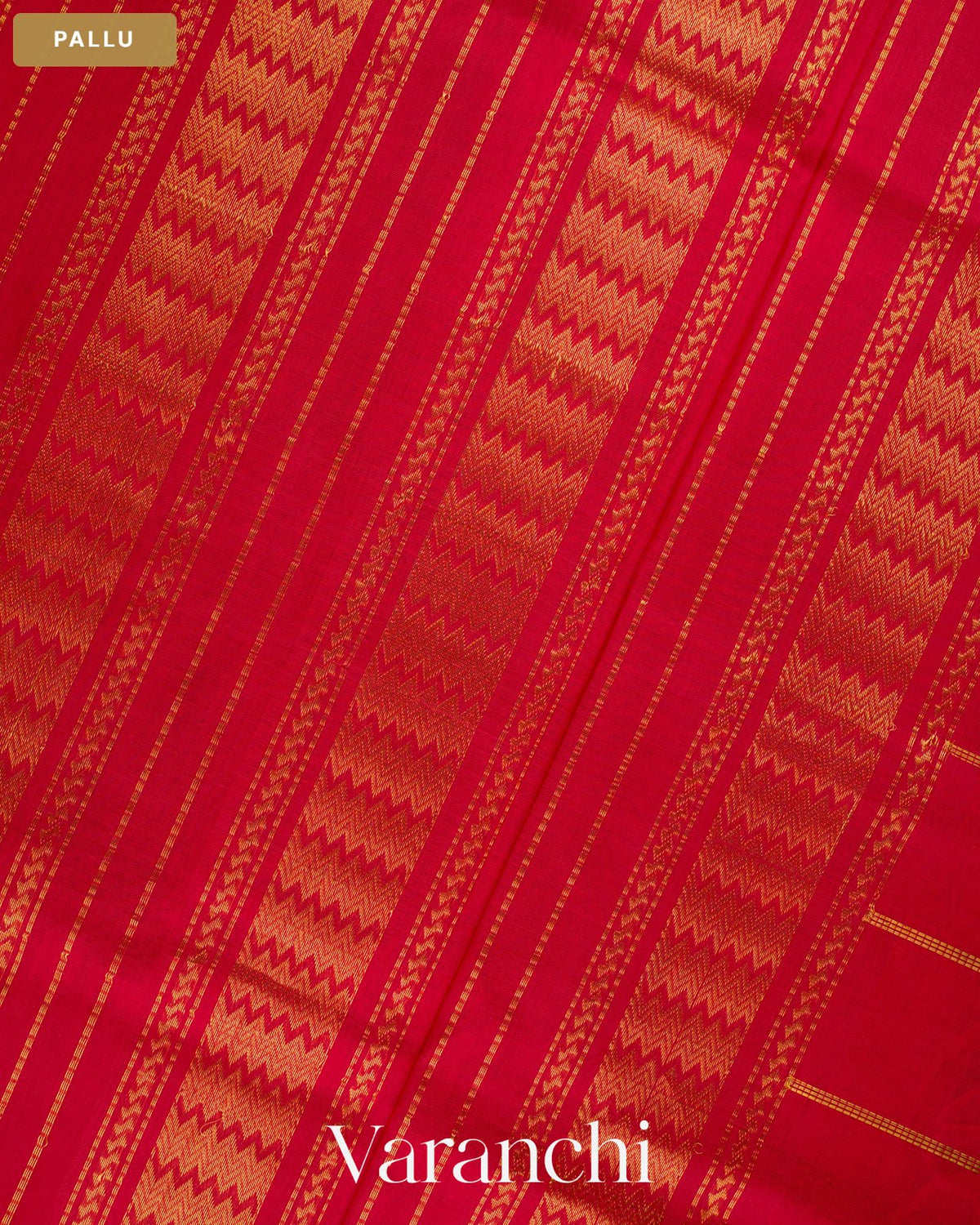 Deep Maroon Checkered Pure Kanchipuram Silk Cotton Handloom Saree — Pallu
