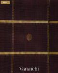 Deep Maroon Checkered Pure Kanchipuram Silk Cotton Handloom Saree — Body