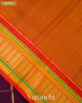 Deep Wine Checkered Pure Kanchipuram Silk Cotton Handloom Saree — Blouse