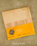 Beige Pure Kanchipuram Silk Cotton Handloom Saree — Folded