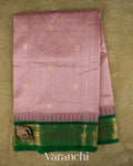 Dusty Mauve Pure Kanchipuram Silk Cotton Handloom Saree — Full Saree