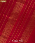 Teal Blue and Yellow Checkered Pure Kanchipuram Silk Cotton Handloom Saree — Pallu
