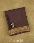 Coffee Brown Pure Mysore Crepe Silk Saree — Folded