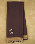 Coffee Brown Pure Mysore Crepe Silk Saree — Full Saree