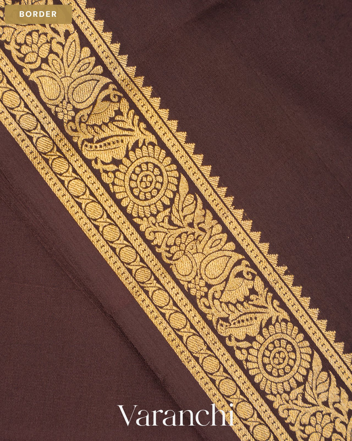 Coffee Brown Pure Mysore Crepe Silk Saree — Border