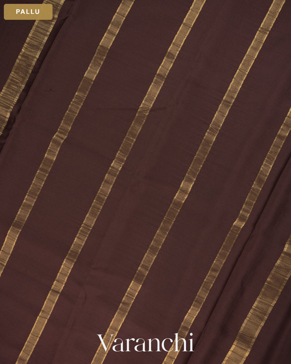 Coffee Brown Pure Mysore Crepe Silk Saree — Pallu